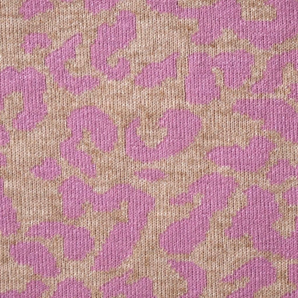 Feinstrick Strickstoff Jacquard Leo rosa beige